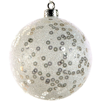 Λευκή Χριστουγεννιάτικη Μπάλα 10cm (Σετ 6 τμχ)